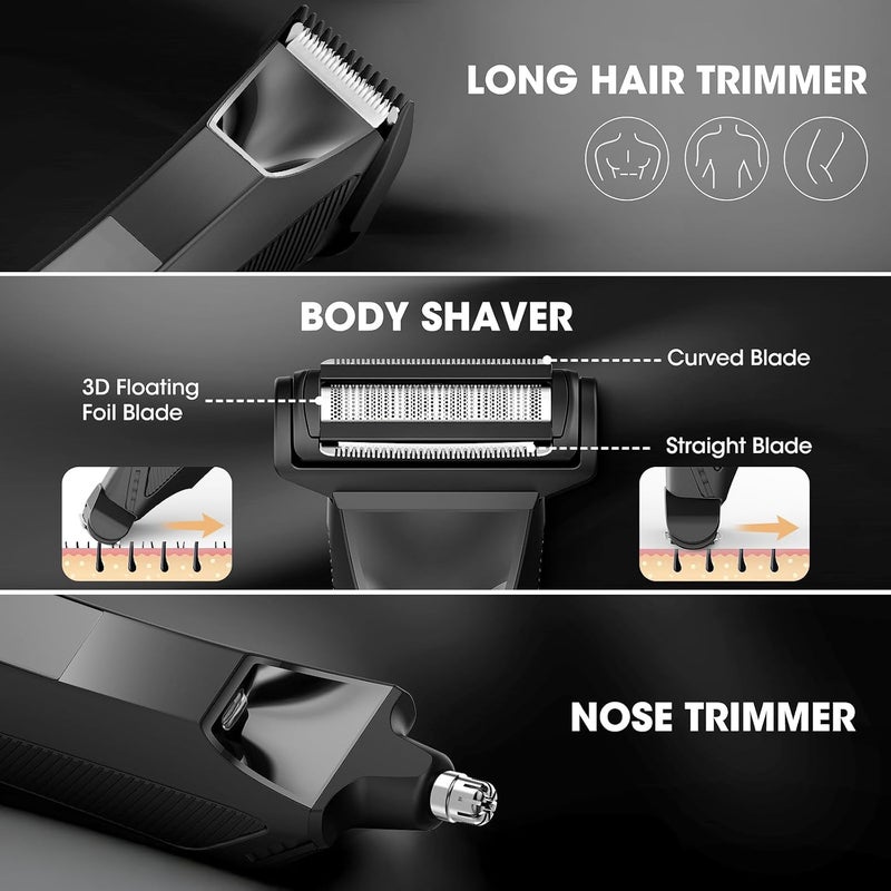 Suttik Manscape Body and Ball Trimmer for Men, Bald Head & Body Shaver, 3-in-1 Pubic Groin Nose Hair Trimmer, Head Shaver for Bald Men & Body Groomer, Electric Razors for Smooth Shaving, IPX7 Waterproof - Image 2